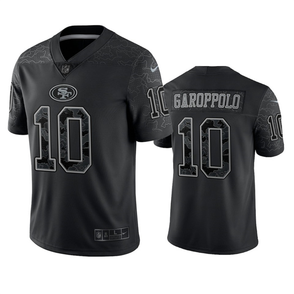 Men's San Francisco 49ers #10 Jimmy Garoppolo Black Reflective Limited Stitched Football Jersey - Click Image to Close